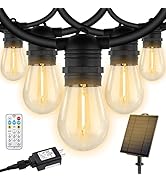 Kasonic Outdoor String Lights, 48 FT + 8 FT Extension Cord, 2 in 1, AC and Solar Powered, 15 Hang...