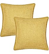 decorUhome Fall Decorative Outdoor Throw Pillow Covers 18x18 Set of 2, Square Linen Farmhouse Pil...