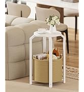 TUTOTAK Small Side Table, Round End Table, Night Stand, Bedside Table, Sofa Table with Storage Ba...