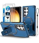 for Samsung S24 Ultra case[Compatible with MagSafe][with 2 * 9H Fingerprint Unlock Glass Screen P...