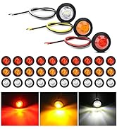 Nilight 30 PCS 3/4 Inch Round Clearance LED Front Rear Side Marker Indicator Light Amber White Re...