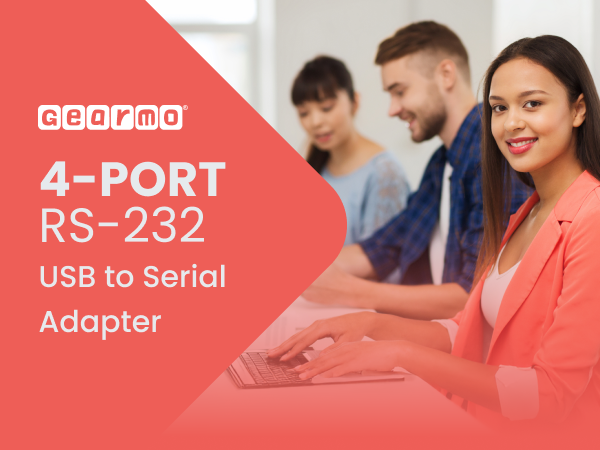 4-Port RS-232 USB to Serial Adapter used at desk, usb adapter for serial port devices