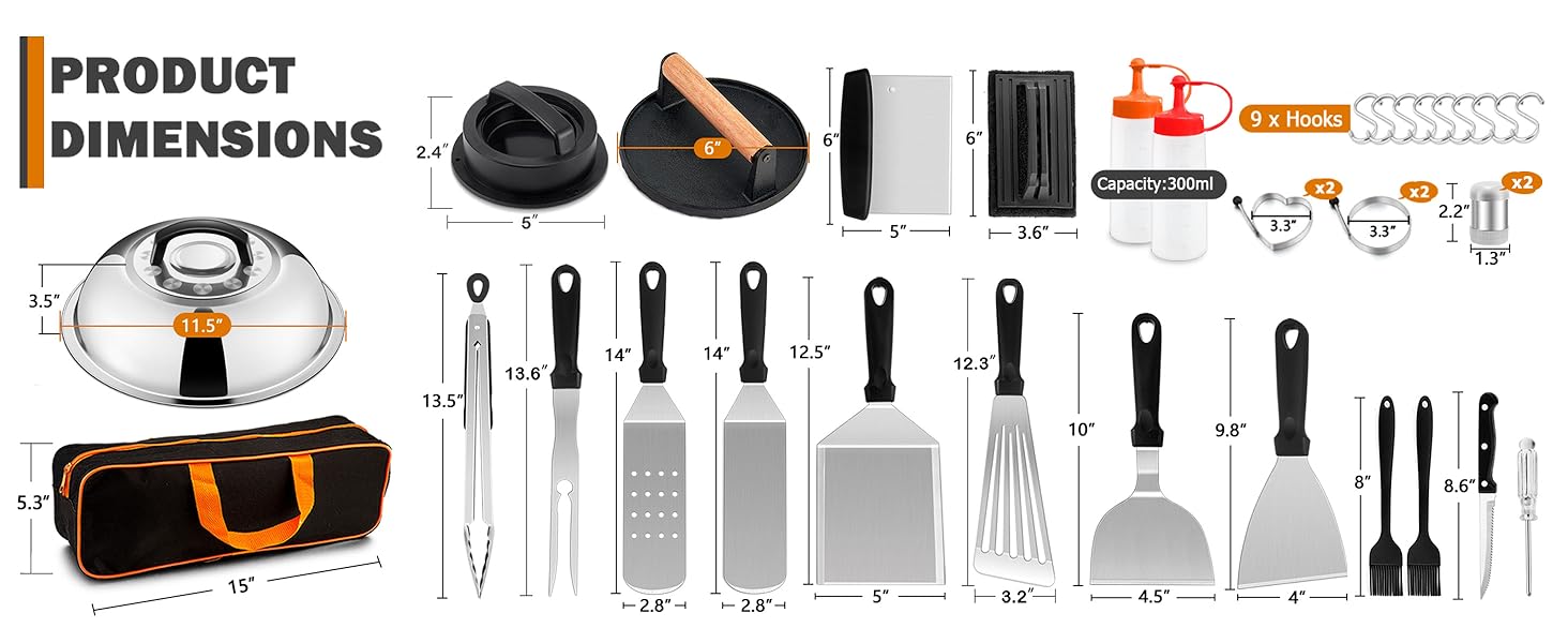 griddle accessories kit for blackstone flattop spatula smash burger press 35Pcs basting cover