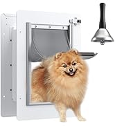 Pet Door for Wall with Secure Aluminum Lock, Steel Frame and Telescoping Tunnel, Double Silicone ...
