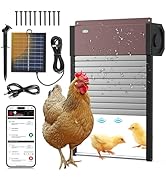 Solar Powered Chicken Coop Door, App Control Anti-Pinch Chicken Coop Door with Timer &amp; Light Sens...