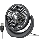 WiHoo USB Desk Fans Small Quiet Electric Plug in,3 Speeds Desktop Cooling Mini Fan with LED Night...