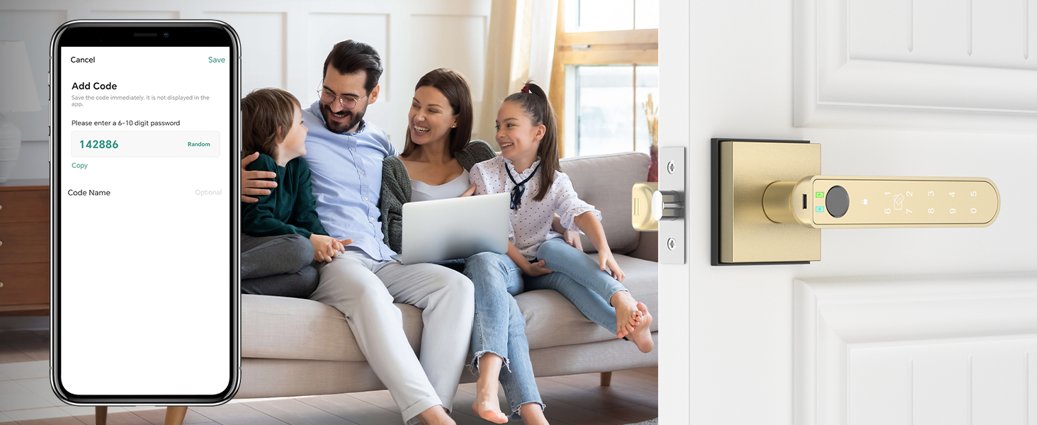 smart bedroom lock gold