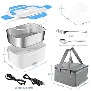 Portable Food Heater 2 in 1 for Car/Truck and Work 110V&amp;amp;12V-24V 50W