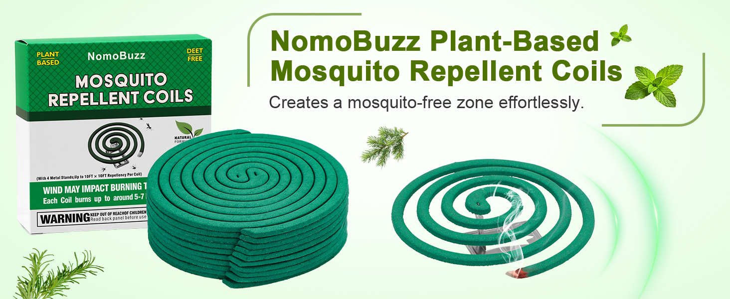 NomoBuzz Plant-Based Mosquito Repellent Coils