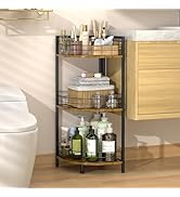 DAOUTIME Bathroom Standing Shelf, 3 Tier Open Floor Shelves, Free-Standing Shelf Units, Triangula...