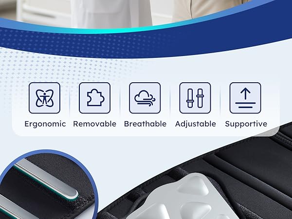 3D back brace: ergonomic, removable, breathable