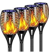 TomCare Solar Lights Outdoor 99 LED Higher &amp; Larger Flickering Flame Solar Torch Lights 43