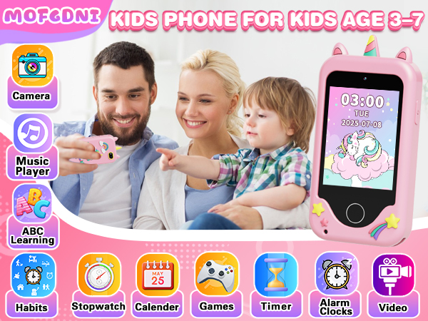 Kids Smart Phone, Unicorn Toys for Girls Ages 3-8 Years Old, Touchscreen Toddler Play Phone