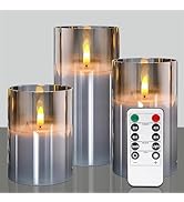 VIEWELLD Glass Flameless Candles with Remote and Timer, Battery Operated Candles, LED Pillar Cand...