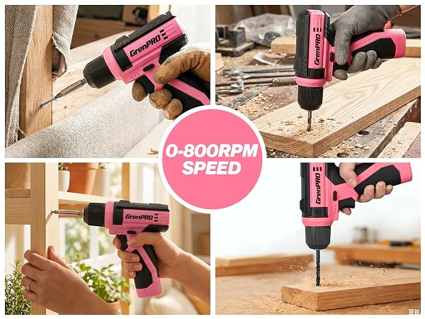 8V Pink Cordless Drill Set