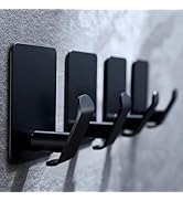 Taozun Towel Hooks Bathroom/Adhesive Towel Hooks - 4 Pack Black Hooks for Towels, Wall Hooks for ...