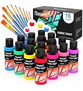 Joswisch Fabric Paint, 16 Colors Fabric Paint Set For Clothes, Permanent Soft Fabric Paint in Bot...