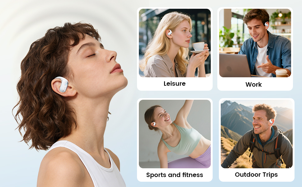 Transformers Open Ear Wireless Headphones Bluetooth 5.4 for Run, Over The Ear Waterproof Earbuds