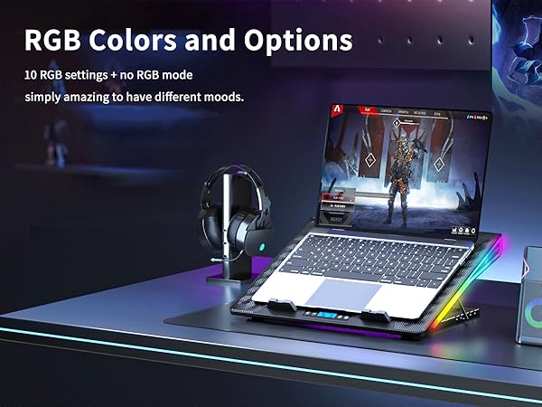 RGB laptop fan cooling pad