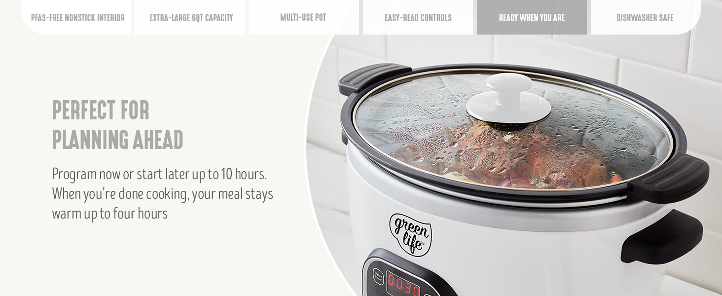 GreenLife, Ceramic Nonstick, PFAS-Free, Non-Toxic, Slow Cooker, Electrics