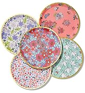 Coterie Floral Small Paper Plates (Set of 10) - Cute Party Plates For Tea Party, Bridal Shower, G...