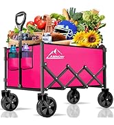 Collapsible Folding Wagon Cart, 350LBS Utility Large Capacity Cart Foldable Wagon with All Terrai...