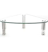 Clear Glass Computer Monitor Riser / Triangle Desktop Universal Corner Stand for Computer Monitor...