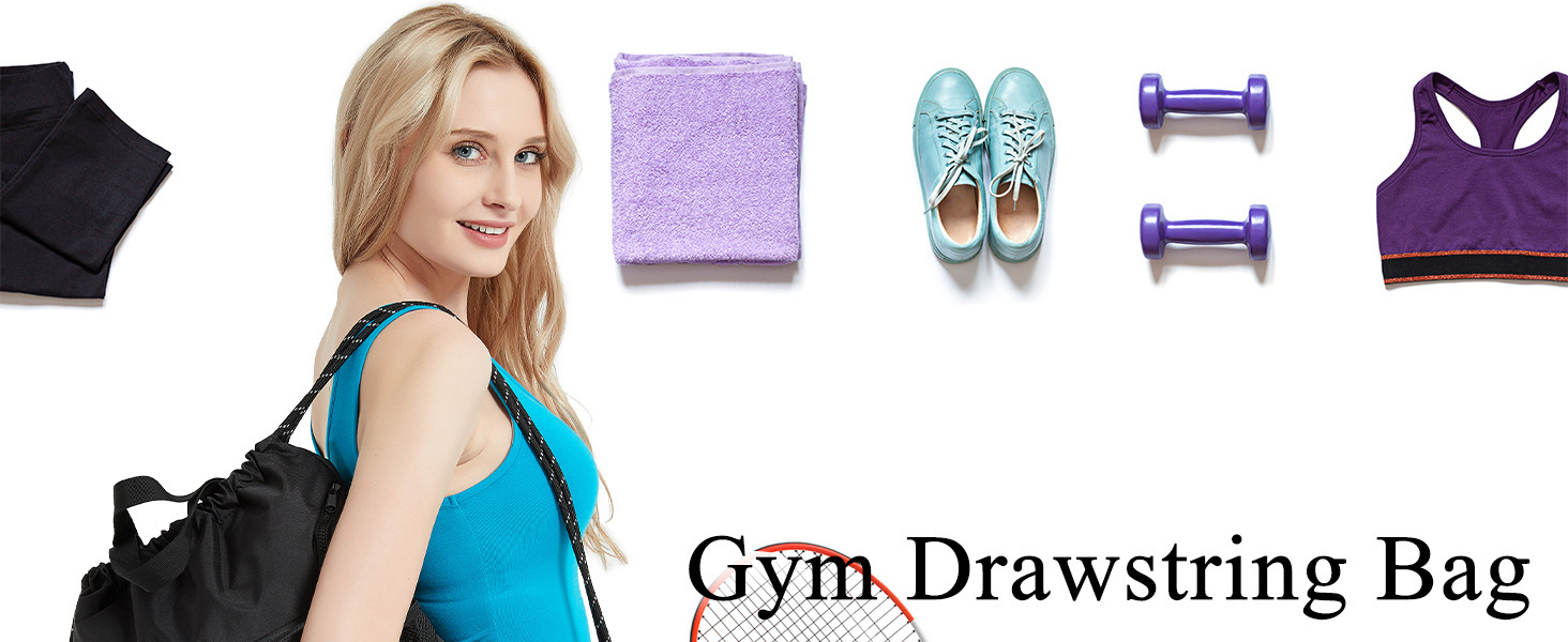 BeeGreen Drawstring Backpack Bag with Shoe Compartment 