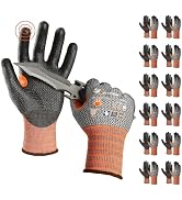 Schwer 12 Pairs Cut Resistant Work Gloves, CR3066 ANSI A4 Cut Proof Gloves with PU Coating, Touch...