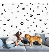 AOWDIAO 174 Pcs Dog Paw Decals - Peel and Stick Vinyl Wall Stickers for Dog's Room, Playroom &amp; Pa...