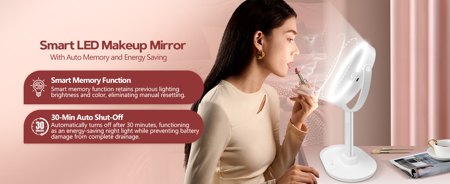 desk mirror with light; table mirror with light