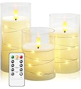 kakoya Flameless LED Candles with Timer 3 Pc Flickering Flameless Candles for Romantic Ambiance a...