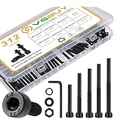 VGBUY 312Pcs M4 Screw Kit, Black M4 Screws (6 Sizes 25-50mm), Metric Nuts and Bolts Assortment Ki...