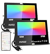 MELPO LED Flood Light Outdoor, 500W Equivalent 5000LM Smart RGB Landscape Lighting with APP Contr...