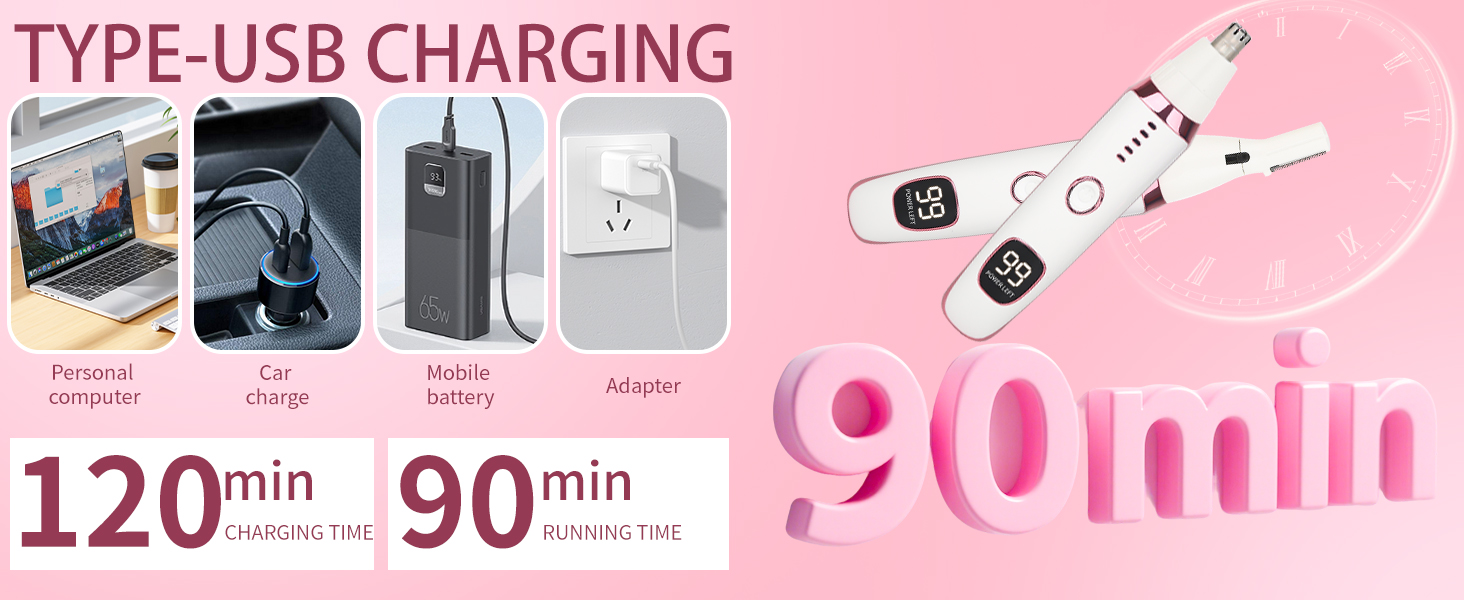 Mendaping 2025 Rechargeable Nose and Ear Hair Trimmer With LED Dispaly for Women Men