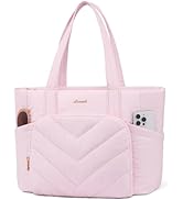 LOVEVOOK Tote Bag for Women, V-Quilted Puffer Tote Bag with Zipper for Work Travel Nurse Teacher