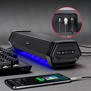 Attack Gaming Speaker Soundbar, Under Monitor PC Sound Bar LED Speaker with 40W Peak Audio Power