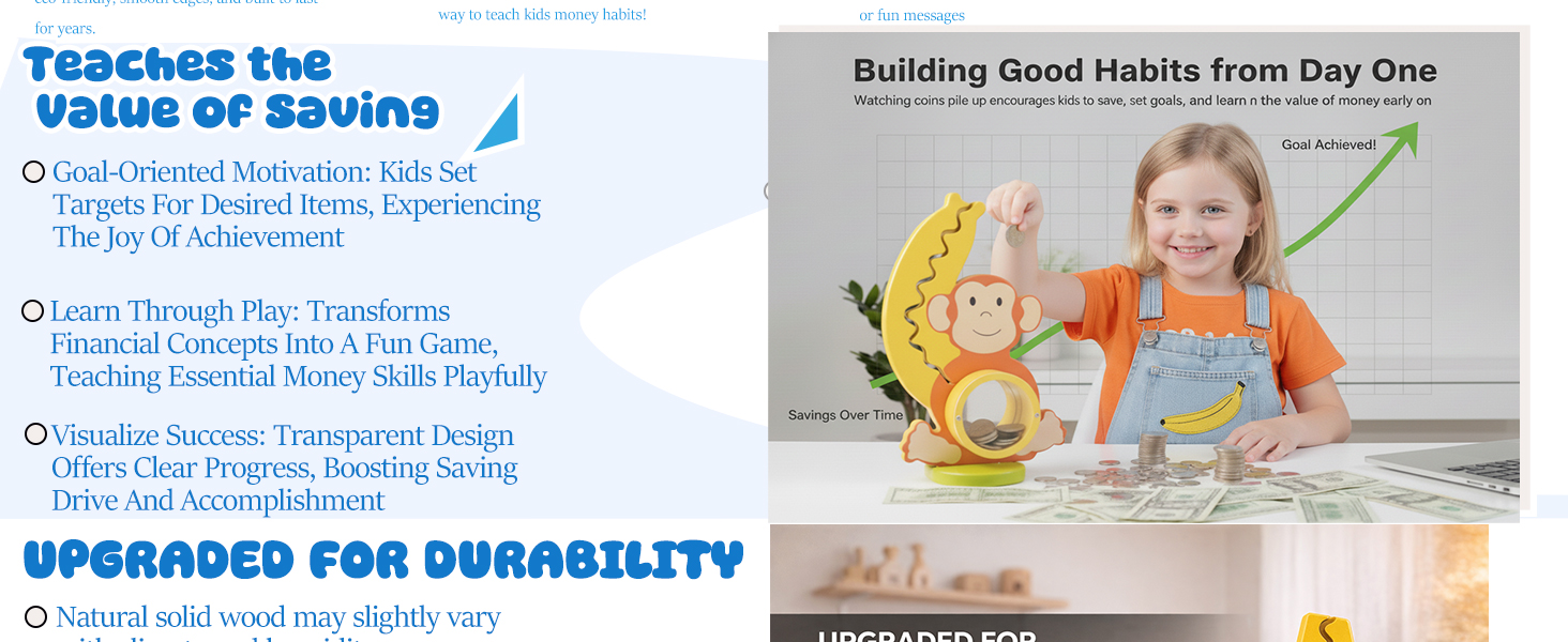 Educational savings toy that helps children build good money habits and see their progress