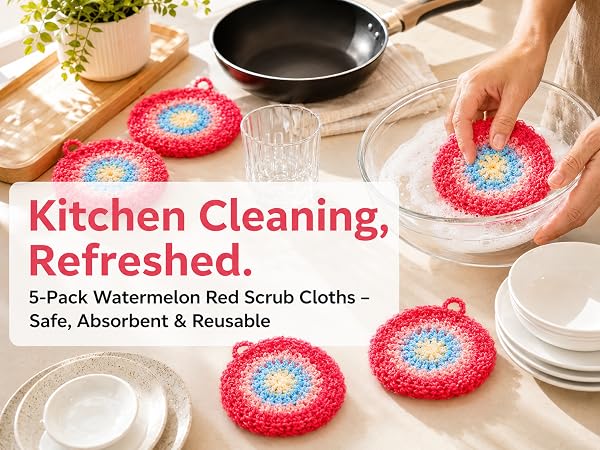 5 Pack Thickened Round Dish Scrubbers