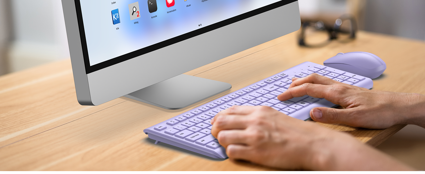 Wireless Keyboard and Mouse Combo Full Size Silent Ergonomic Keyboard Mouse Cordless Mouse Keyboard