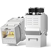 Enmane Cat6A Keystone Jack RJ45 Keystone Jack Tool-Less Shielded with Adjustable Ratchet Lock (6-...