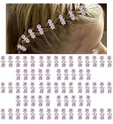 Mini Glitter Teeth Rhinestone Flower Hair Clips (Silver-Purple Crystal)