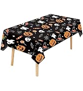 CXPSINC 4 Pack Halloween Pumpkin Ghost Tablecloth,54" x 108" Rectangular Plastic Spider Web Table...