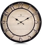 Lafocuse 12 Inch Silent Rustic Farmhouse Black Wall Clock with Raised 3D Numerals for Living Room...
