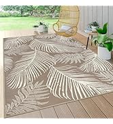 Pauwer Outdoor Rug 5'x8' Waterproof for Patios, Reversible Outdoor Plastic Straw Rug, Indoor Outd...