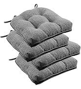 downluxe Indoor Chair Cushions for Dining Chairs, Tufted Overstuffed Textured Memory Foam Kitchen...