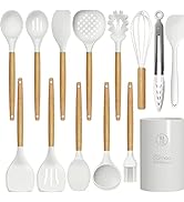 Silicone Cooking Utensils Set - 446°F Heat Resistant Silicone Kitchen Utensils for Cooking,Kitche...