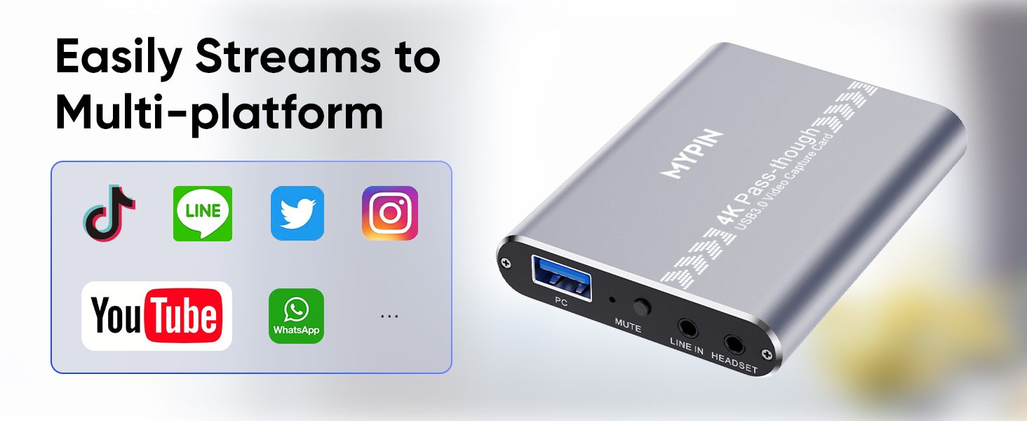 4K 60fps Audio Video HDMI Game Capture