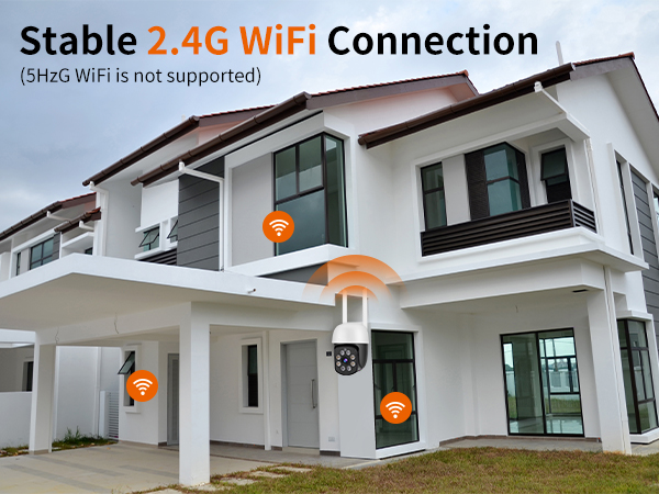  2K 3.0MP Outdoor WiFi PTZ Security Camera, 2.4G WiFi, Auto Tracking