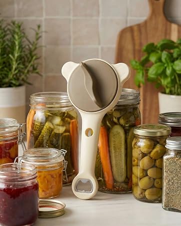 4-in-1 Jar Opener for Seniors -Adjustable Lid Opener with Non-Slip Grip